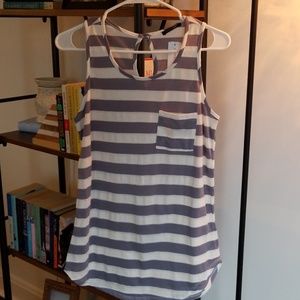 Gray and Off White Strip Tank Top
